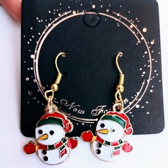 CHRISTMAS Holiday Winter Snowman Earrings - Picture 2 of 5